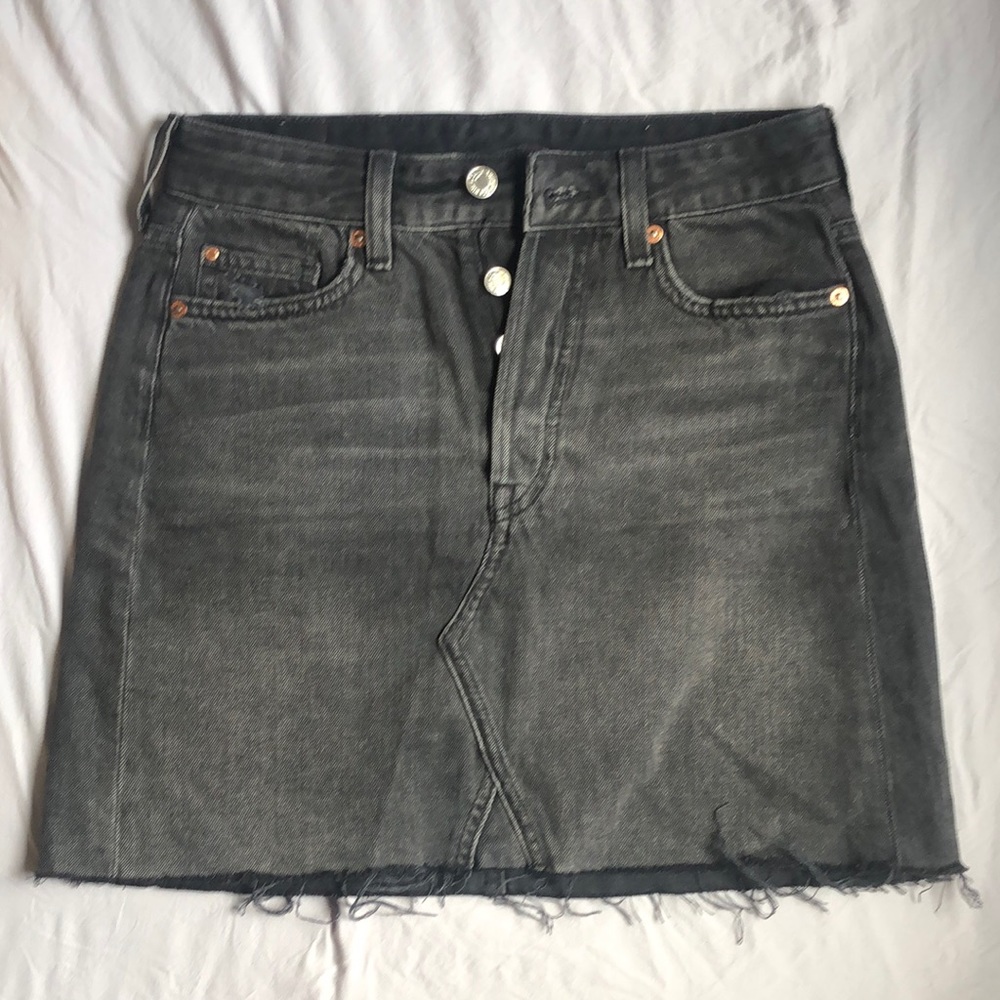 Black denim skirt